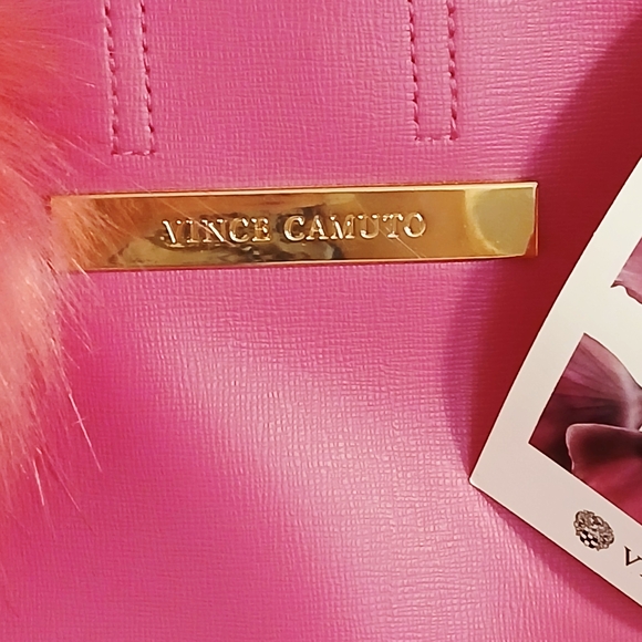 Vince Camuto Fuchsia Tote with Pom Pom - Picture 4 of 8